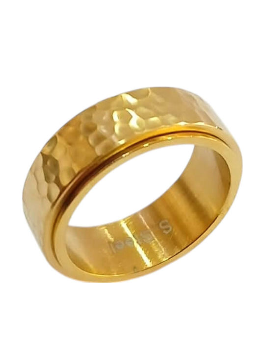 Kalliopi Silver Ανδρικό Δαχτυλίδι από Ατσάλι Επιχρυσωμένο