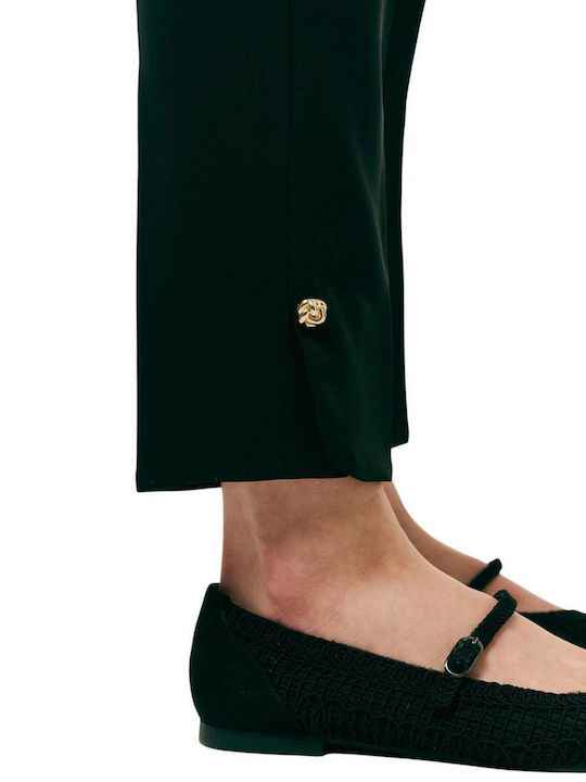 Damen Krepp Hose mit Gummiband Schwarz