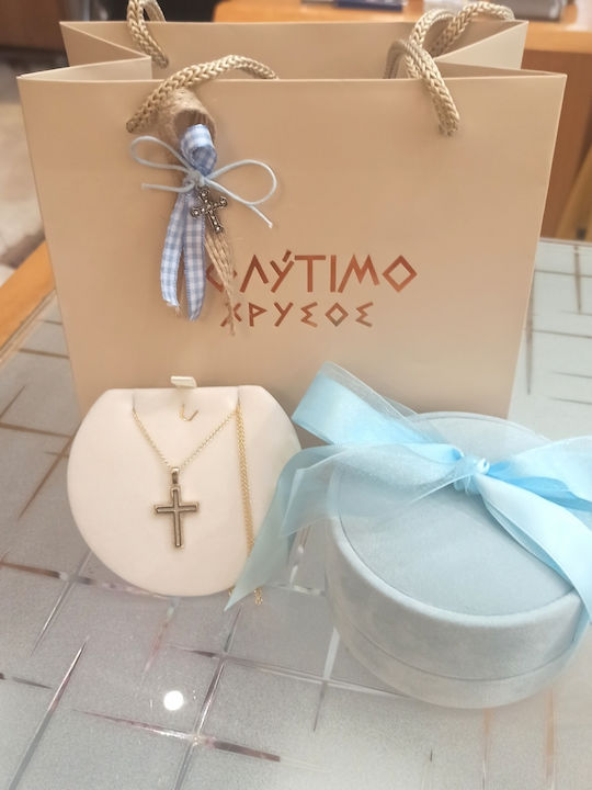 Πολύτιμο Ανδρικός Χρυσός Σταυρός 14Κ με Αλυσίδα