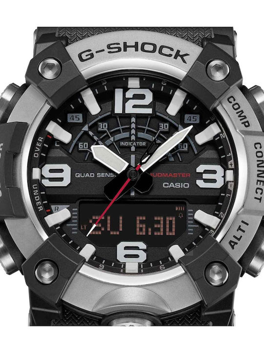 Casio Master G Mudmaster Digital Herrenuhr Chronograph Batterie mit Schwarz Gummi Armband