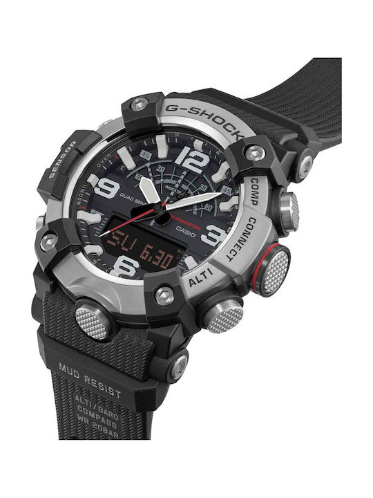 Casio Master G Mudmaster Digital Herrenuhr Chronograph Batterie mit Schwarz Gummi Armband