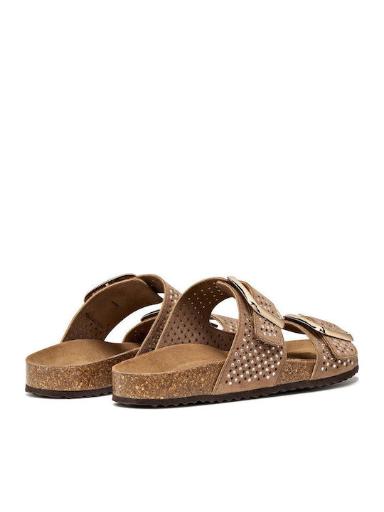 Damen Flache Sandalen Beige
