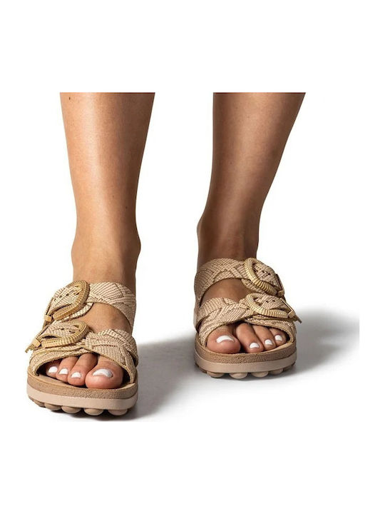 Fantasy Leather Women's Anatomic Flat Sandals Rose Gold