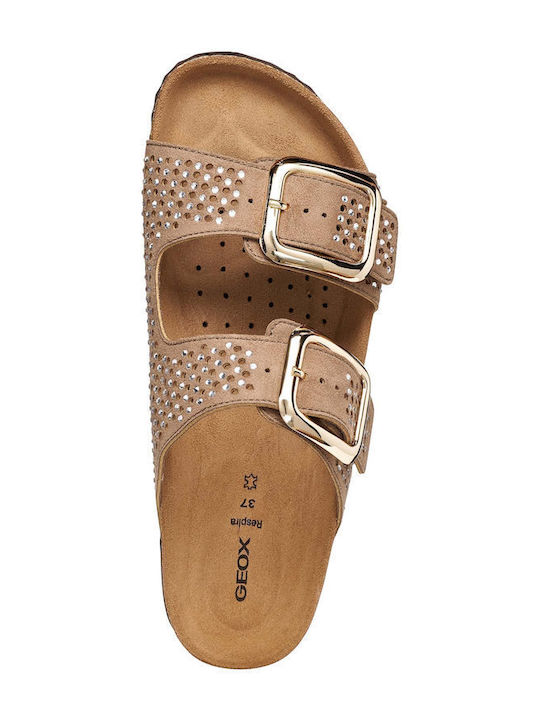 Damen Flache Sandalen Beige