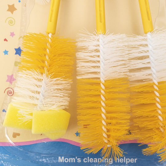 Set 4 Brushes Cleaning Baby Bottles Nipples Yellow Z-tools Zts 9098