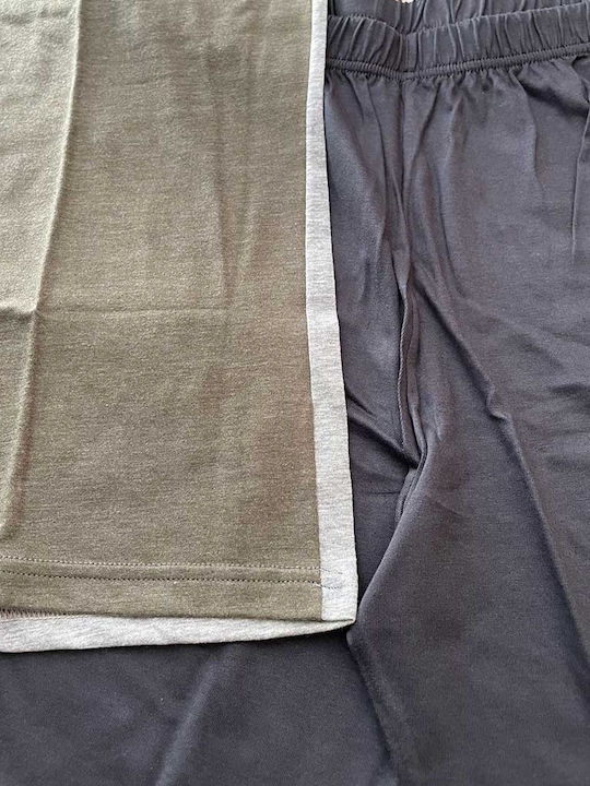 Enrico Coveri Sommer Herrenpyjama Bluse Grau
