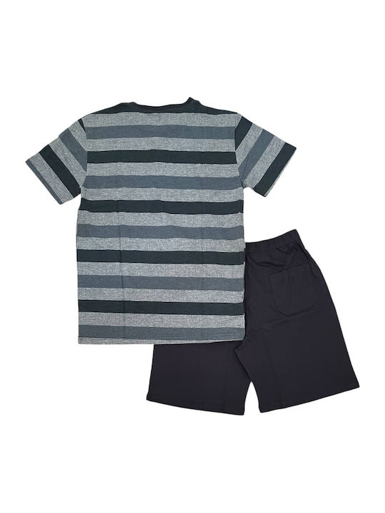Enrico Coveri Sommer Herrenpyjama Bluse Grau
