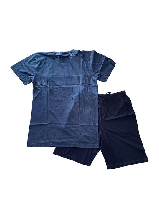 Enrico Coveri Sommer Herrenpyjama Bluse Marineblau