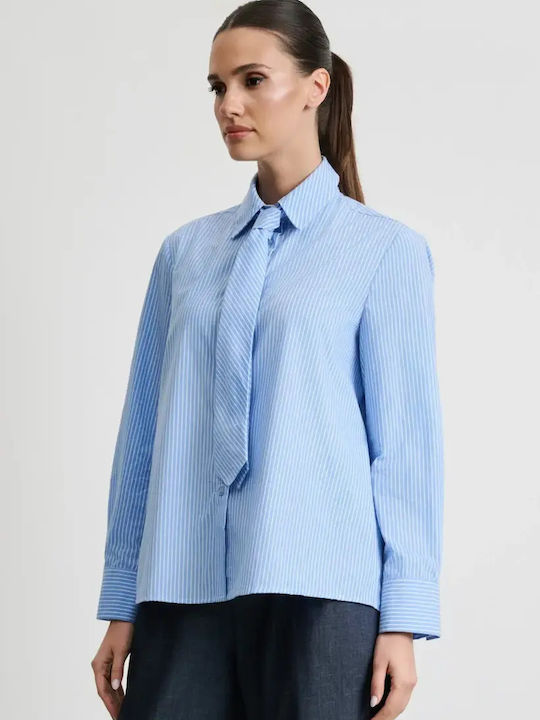 Long Sleeve Women's Shirt Blue Striped