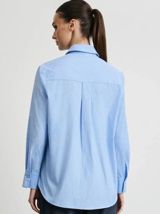 Long Sleeve Women's Shirt Blue Striped