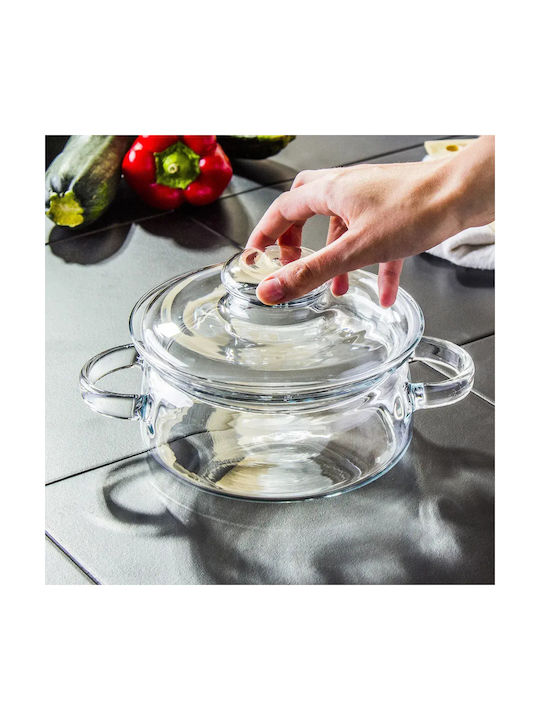 Simax Vas Rotund Rezistent La Căldură Din Sticlă Cu Capac 1000ml