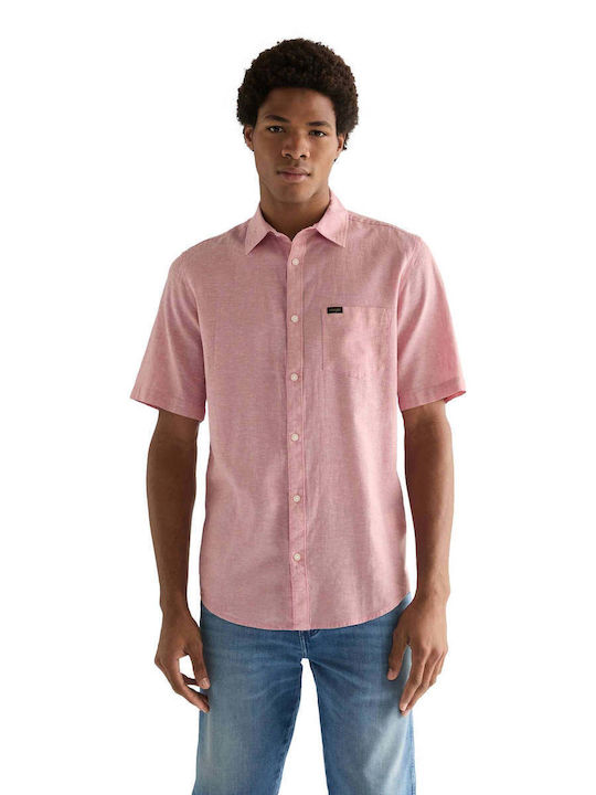 Shirt Short Sleeve Linen Shirt Pink
