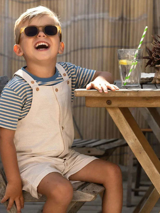 Kids Fabric Dungarees Sand