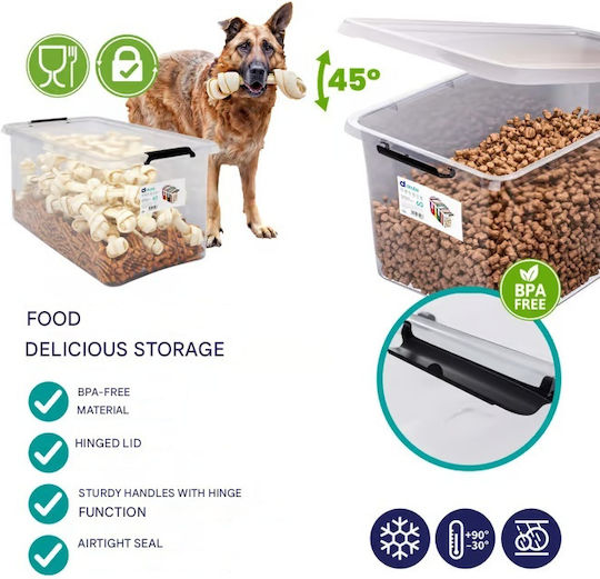 Deuba Plastic Storage Box with Wheels and Transparent Lid 60x40x35cm