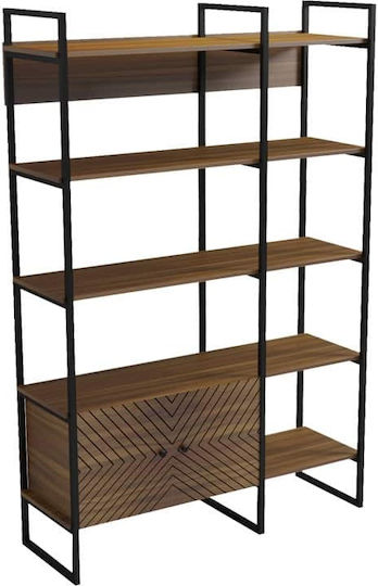 Βιβλιοθήκη Rhombo Καρυδί-μαύρο 120x35x180εκ.