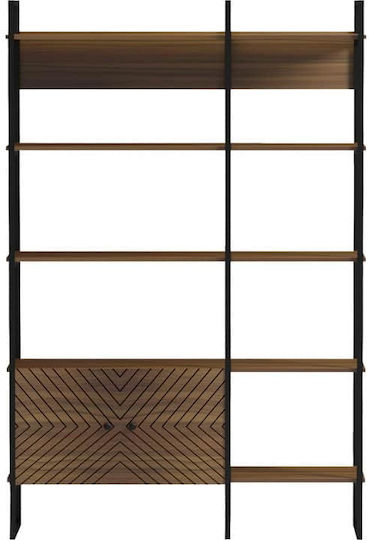 Βιβλιοθήκη Rhombo Καρυδί-μαύρο 120x35x180εκ.