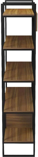 Βιβλιοθήκη Rhombo Καρυδί-μαύρο 120x35x180εκ.