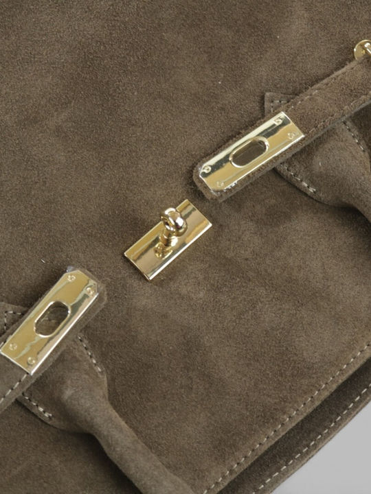 Δερμάτινη Γυναικεία Τσάντα Tote Χειρός Taupe