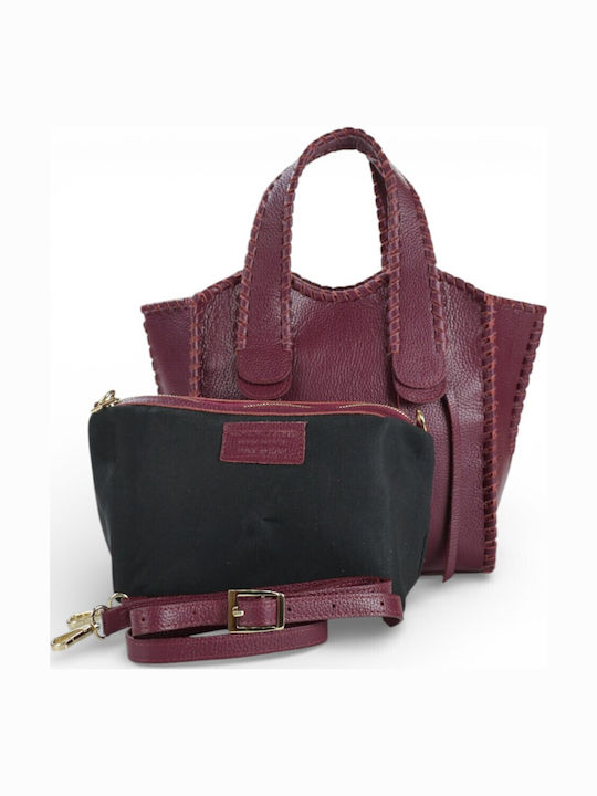 Leather Women's Tote Handbag Burgundy