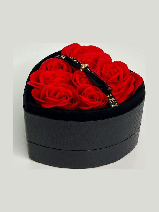 Velve Necklace With Black Heart Design