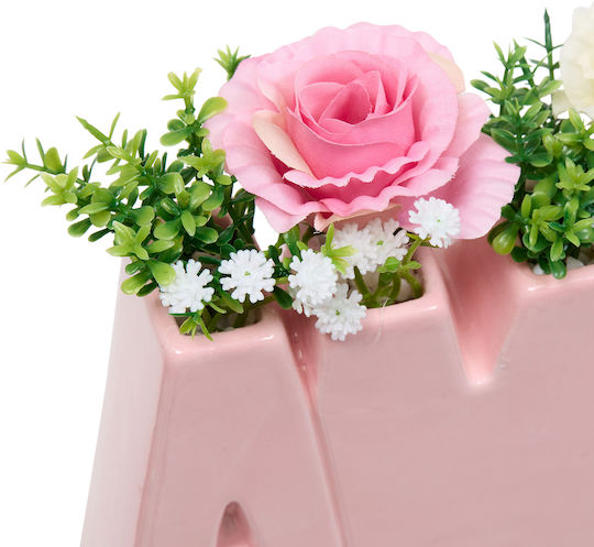 Τεχνητό Λουλούδι Γλάστρα 26εκ A-s Rose Flower 214015 Pink Κεραμικό
