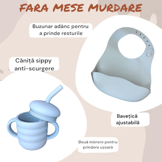 Malvys Set De Masă Din Silicon Albastru 5 Piese
