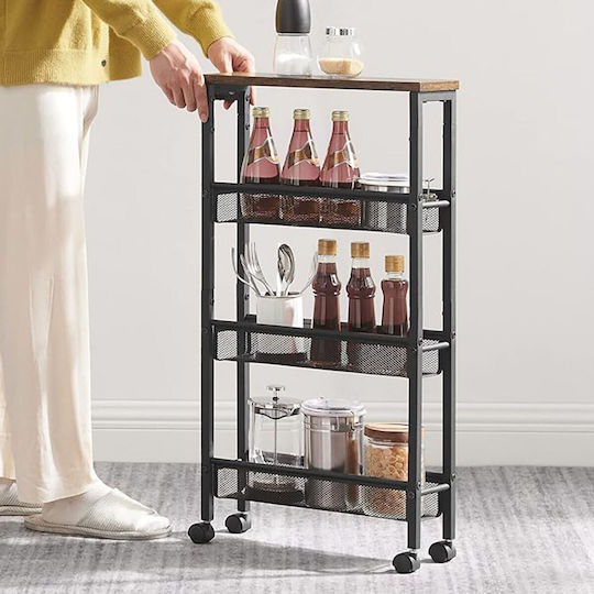 Relaxdays Relaxdays Lebensmittelregal Metallisch 4 Ebenen Schwarz 45.5x13x77cm