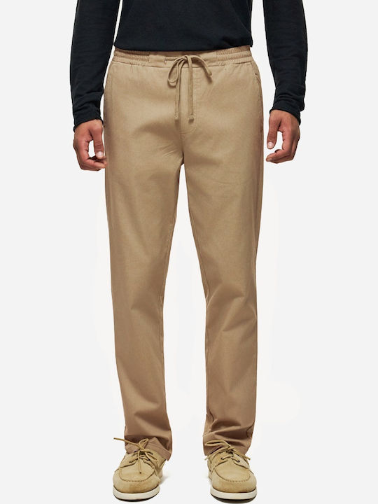 Pantaloni Elastici Croi Tapered Culoare Maro