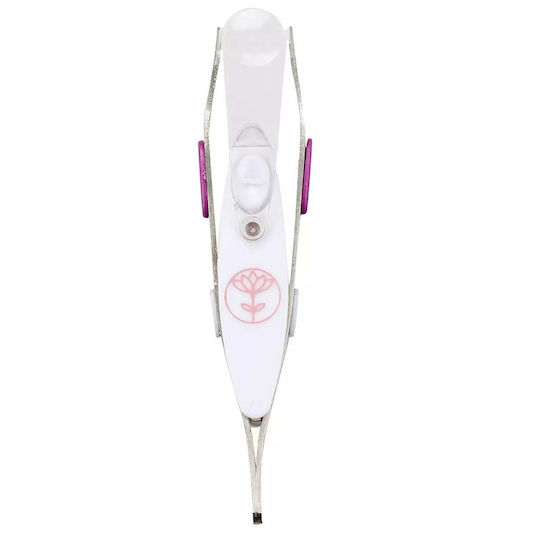 Cosmetic Club LED Pinzetten für Augenbrauen aus Edelstahl mit Lupe Batterien Inklusive Grau