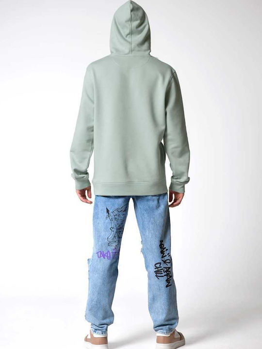 Herren Sweatshirt mit Kapuze in Salbeigrün