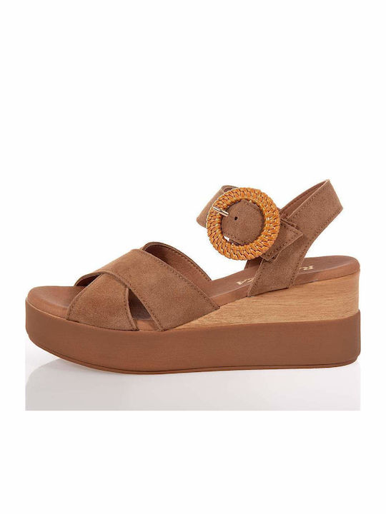 Sommer Damenplattformen Tabac Braun