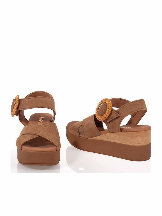 Sommer Damenplattformen Tabac Braun