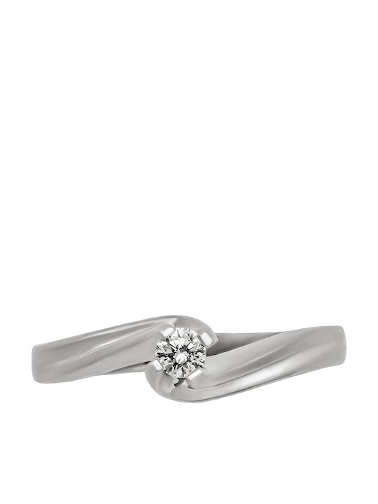 Savvas Design Einzelner Steinring aus Weißgold 18K
