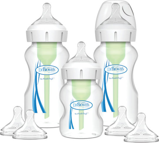 Dr. Brown's Set Plastic Baby Bottles Anti-colic with Silicone Teat Brown 270ml 2 Pieces