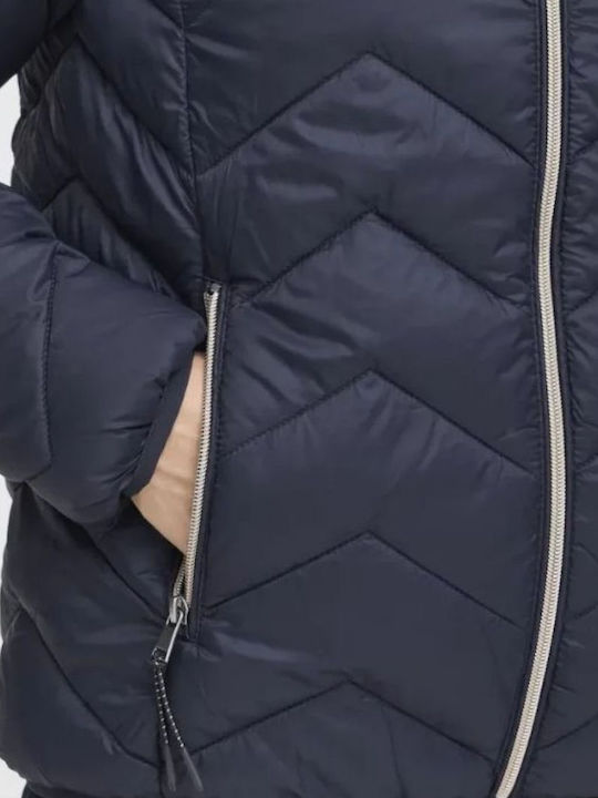 Γυναικείο Puffer Μπουφάν για Χειμώνα Μπλέ
