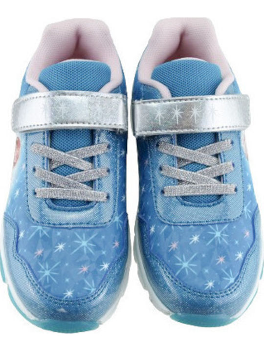 Disney Frozen Kids Sneakers with Hoop & Loop Closure and Lights Light Blue