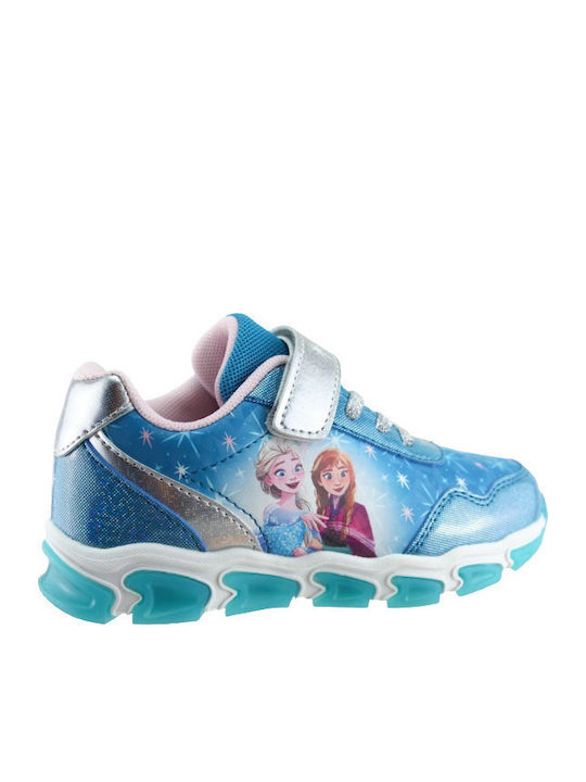 Disney Frozen Kids Sneakers with Hoop & Loop Closure and Lights Light Blue