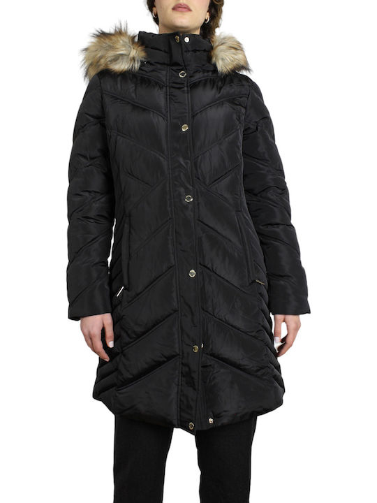Women's Short Puffer Jacket for Winter Black