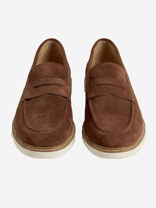 Suede Ανδρικά Loafers σε Καφέ Χρώμα