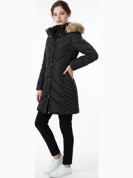 Women's Short Puffer Jacket for Winter Black