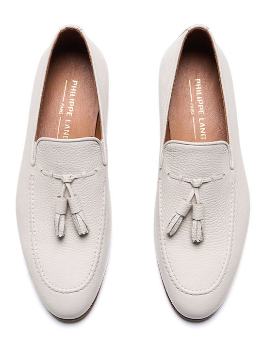Δερμάτινα Ανδρικά Loafers σε Λευκό Χρώμα