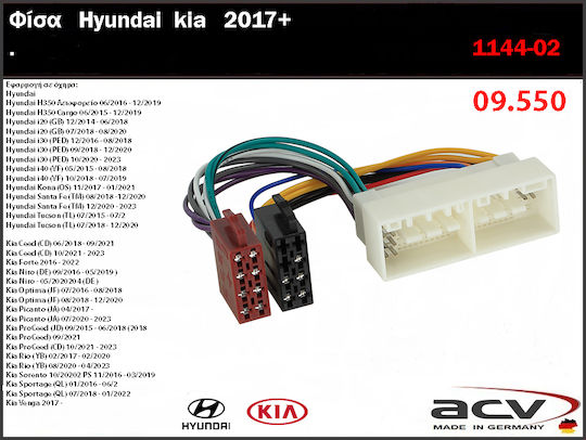 ACV Mufă ISO pentru mașină Hyundai / Kia