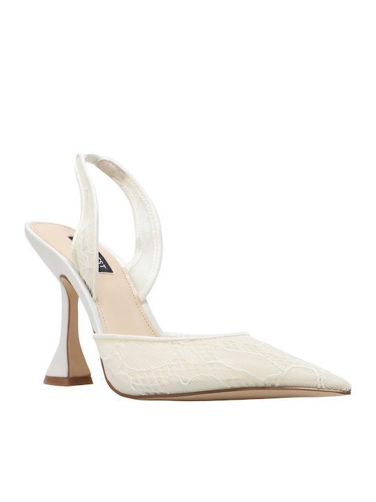 Nine West Slingbacks Kansyp2 Kansyp2 15-150 Γυναικείο Γόβες με Χοντρό Ψηλό Τακούνι Εκρού