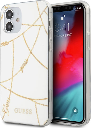 Guess Gold Chain Collection Back Cover Πλαστικό Λευκό (iPhone 12 mini)