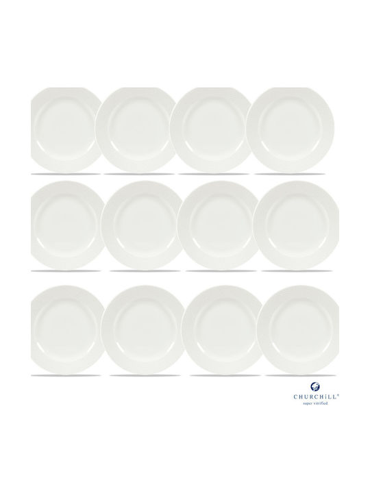 Churchill 1795 Shallow Serving Plate Porcelain White 21cm 12 Pieces