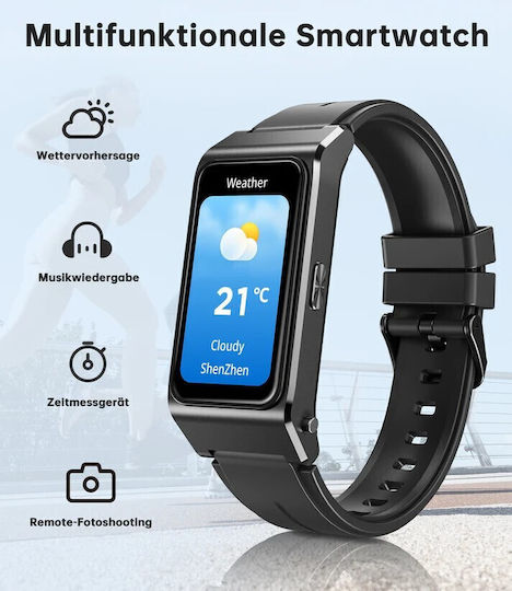 Oukitel BT11 Titanium Smartwatch με Παλμογράφο (Μαύρο)