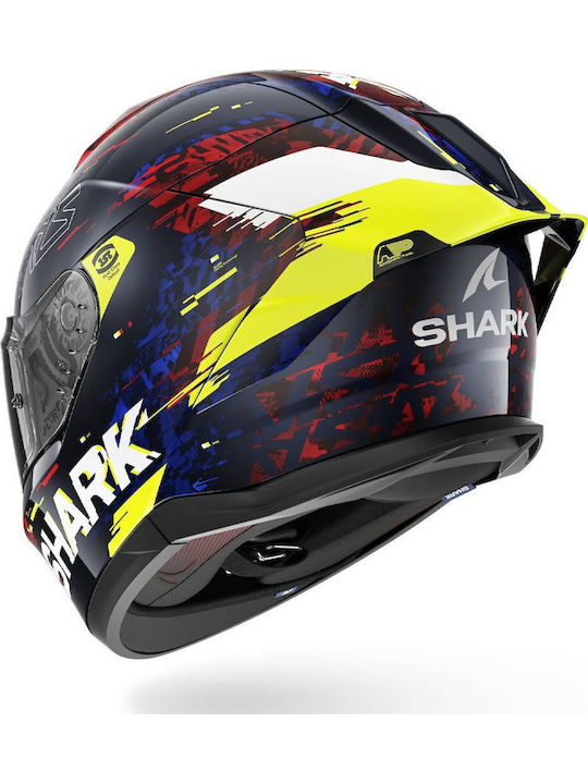 Shark Skwal CUP Speed-VIB Blue Red Yellow Motorcycle Helmet Full Face ECE 22.06 1570gr with Pinlock and Sun Visor