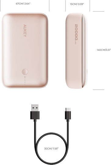 Aukey Mini Power Bank 20000mAh 22.5W Pink