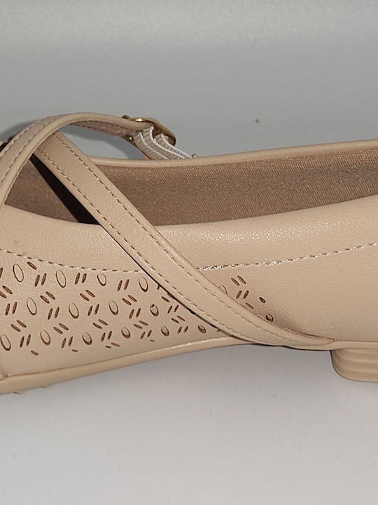 Women's Ballerina Shoes in Beige Color