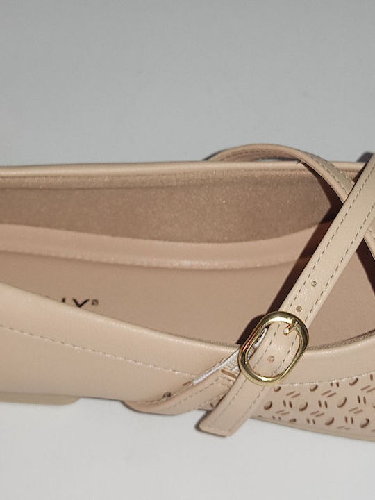 Women's Ballerina Shoes in Beige Color